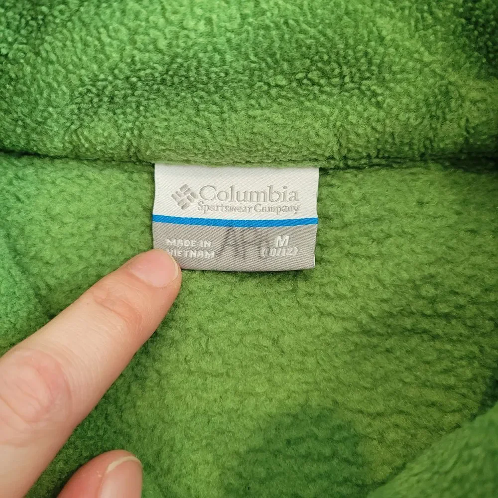 Columbia Jacket Youth Medium‎ 10/12 Green Fleece Full Zip W/ logo